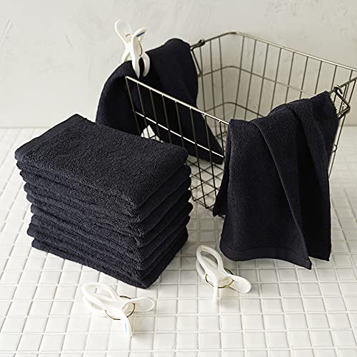 Amazon | GamachaTowel フェイスタオル同色20枚セット (ブラック) 約34